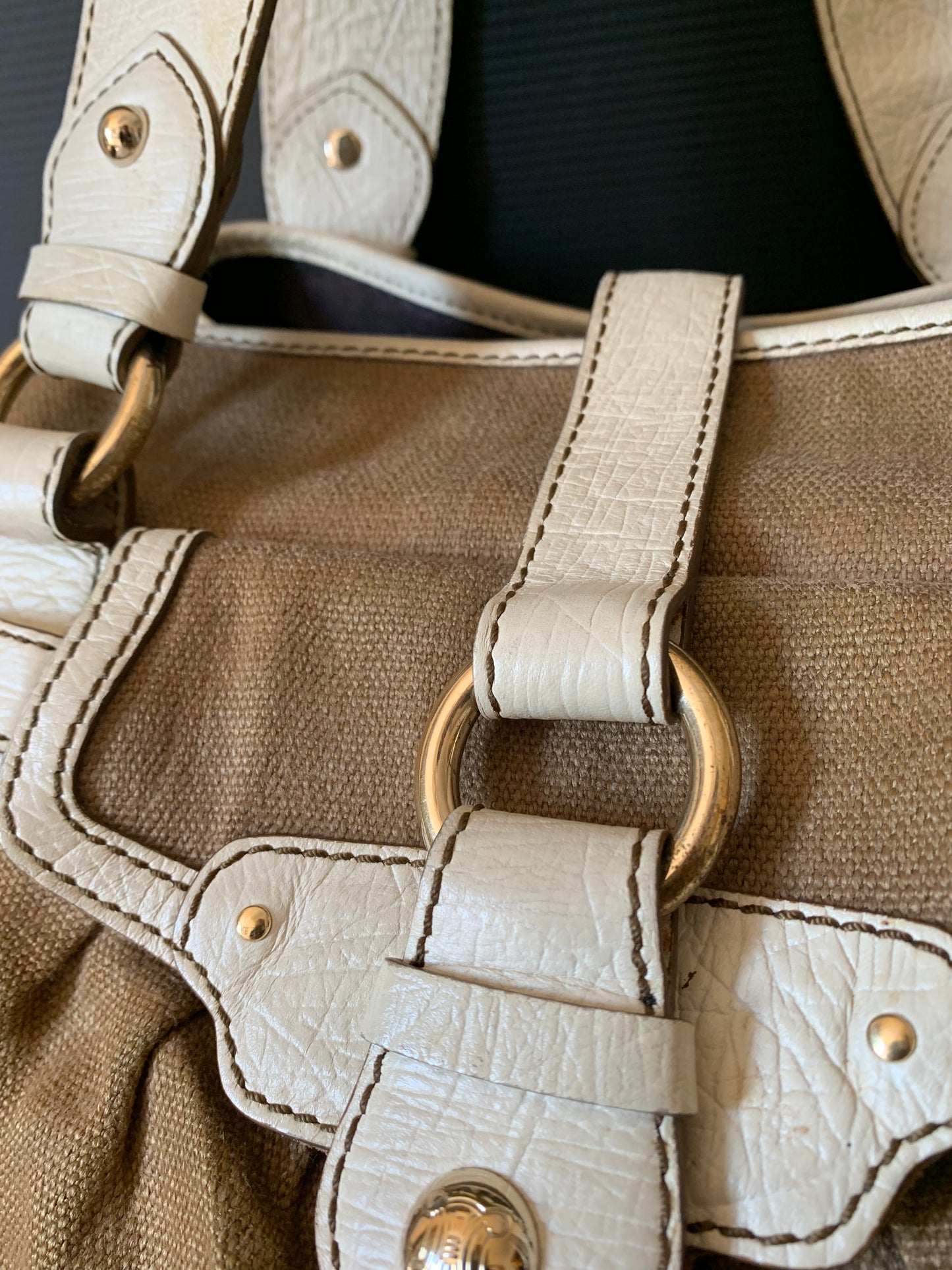 Sac toile et cuir Céline vintage