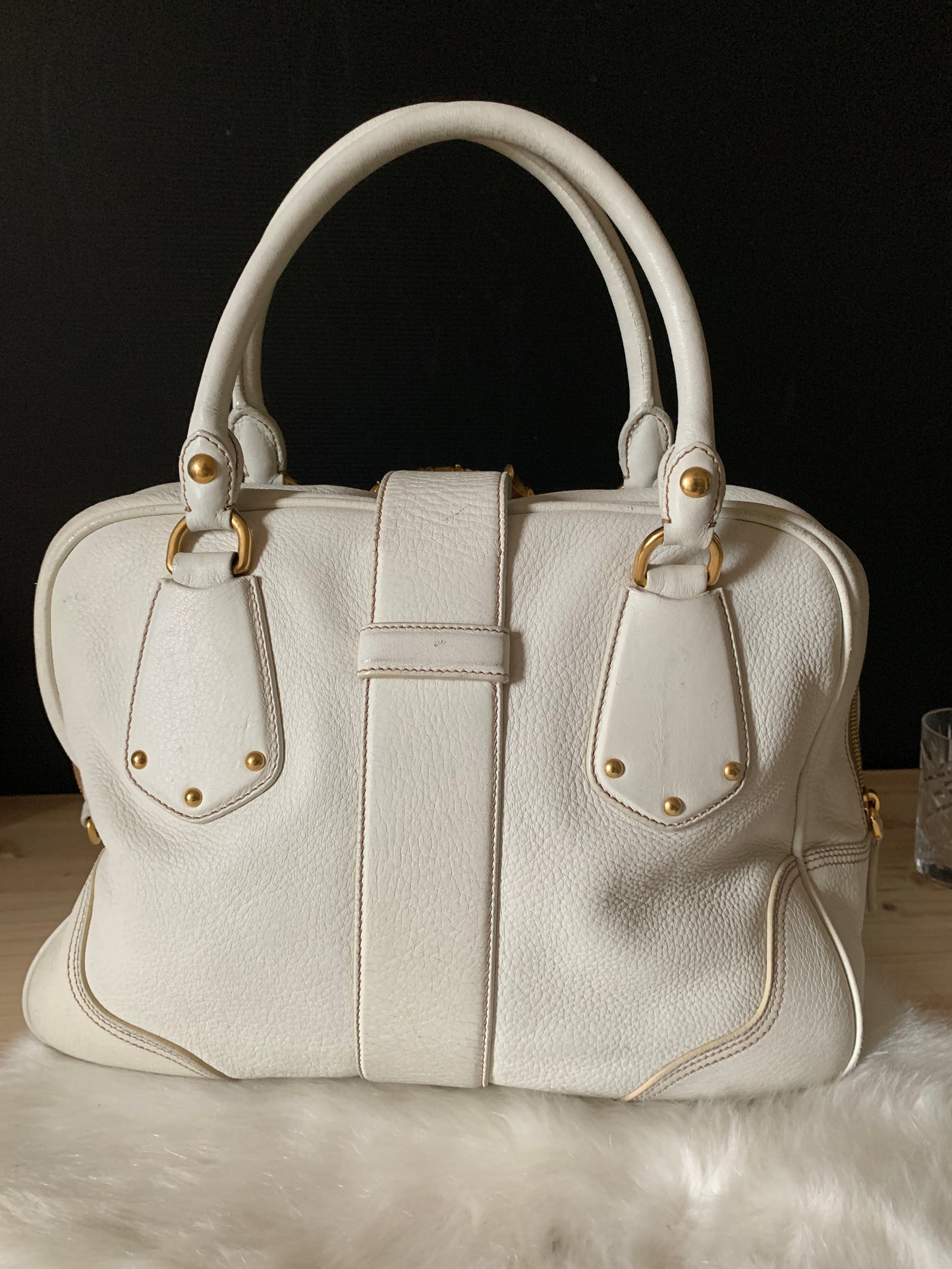 Sac Prada cuir blanc