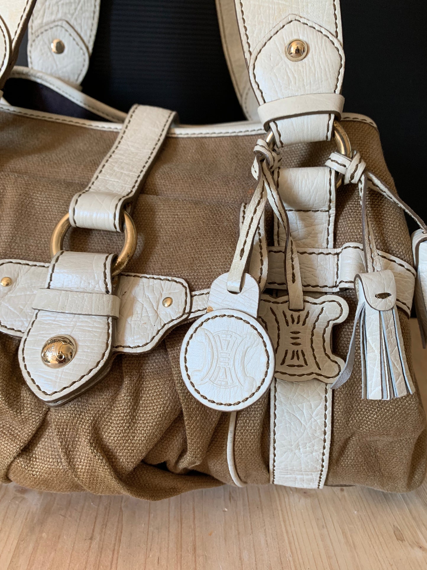Sac toile et cuir Céline vintage