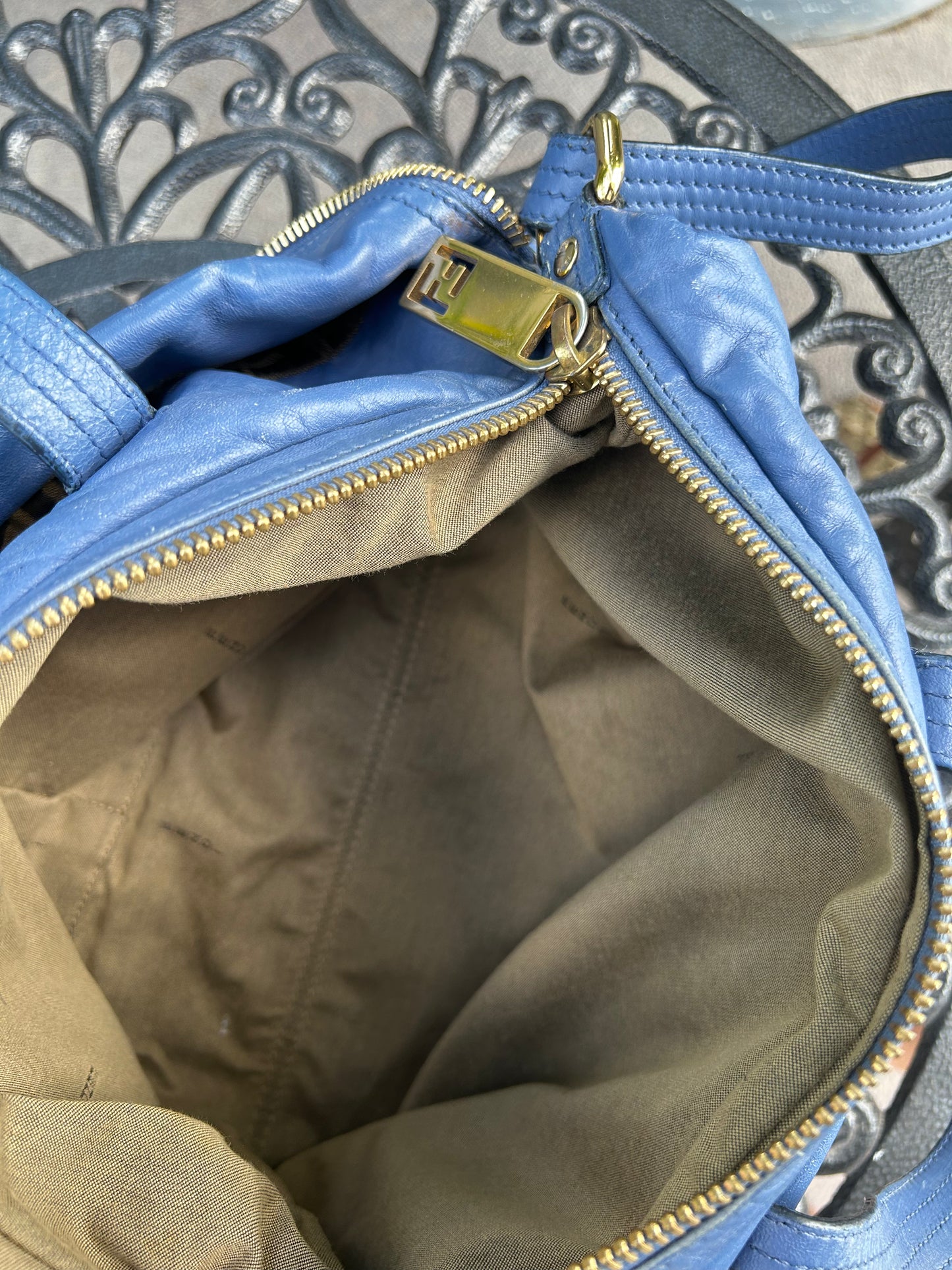 Fendi leather zip it bag - sac Zip It Fendi cuir bleu