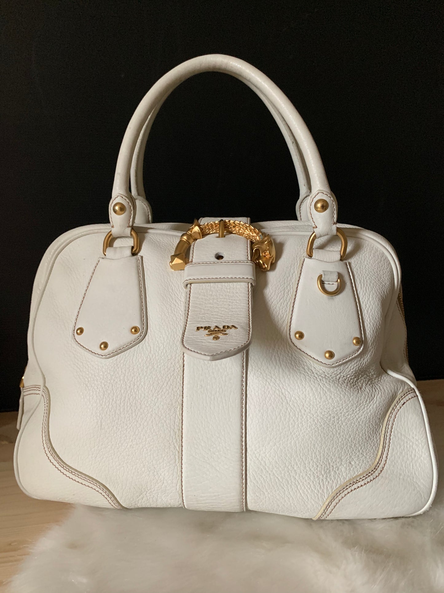 Sac Prada cuir blanc