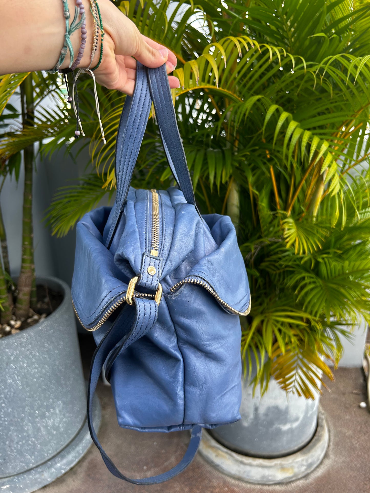 Fendi leather zip it bag - sac Zip It Fendi cuir bleu