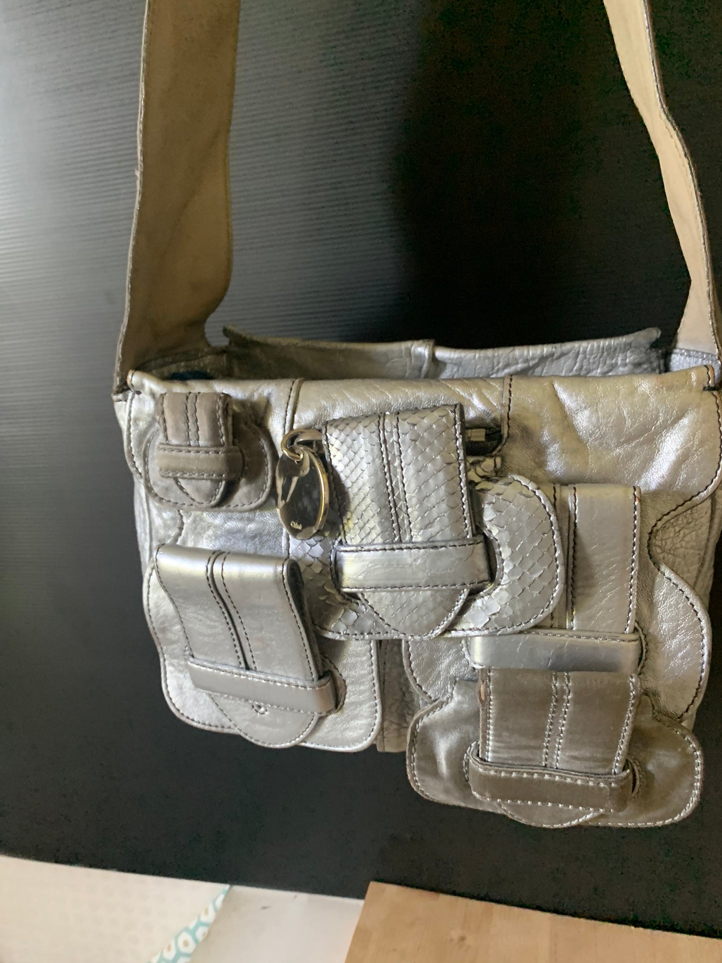 Sac Chloe Saskia cuir argent