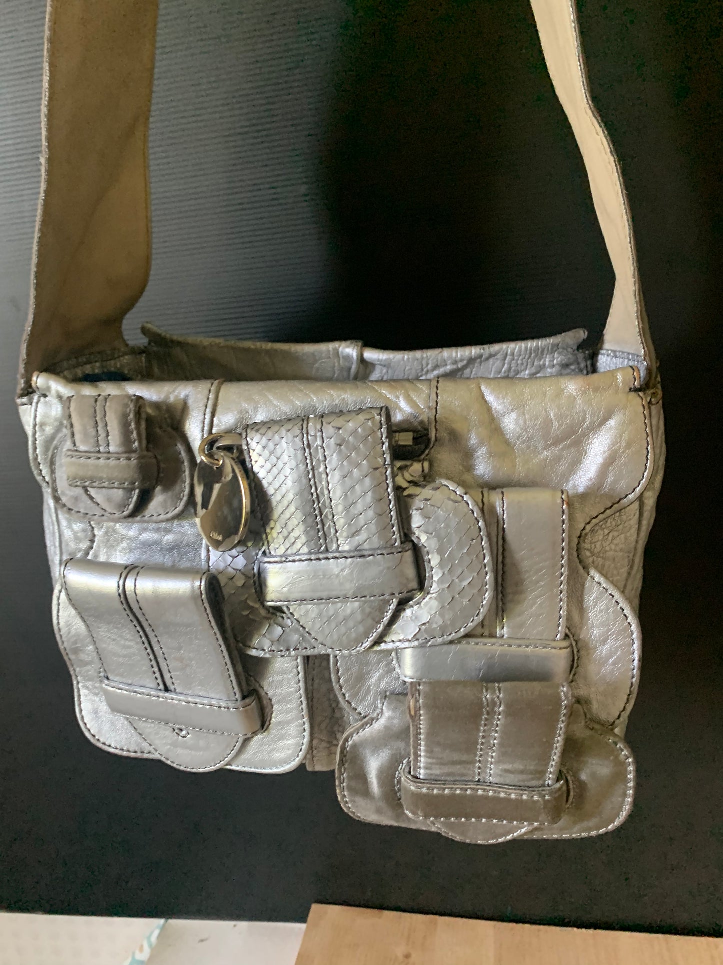 Sac Chloe Saskia cuir argent