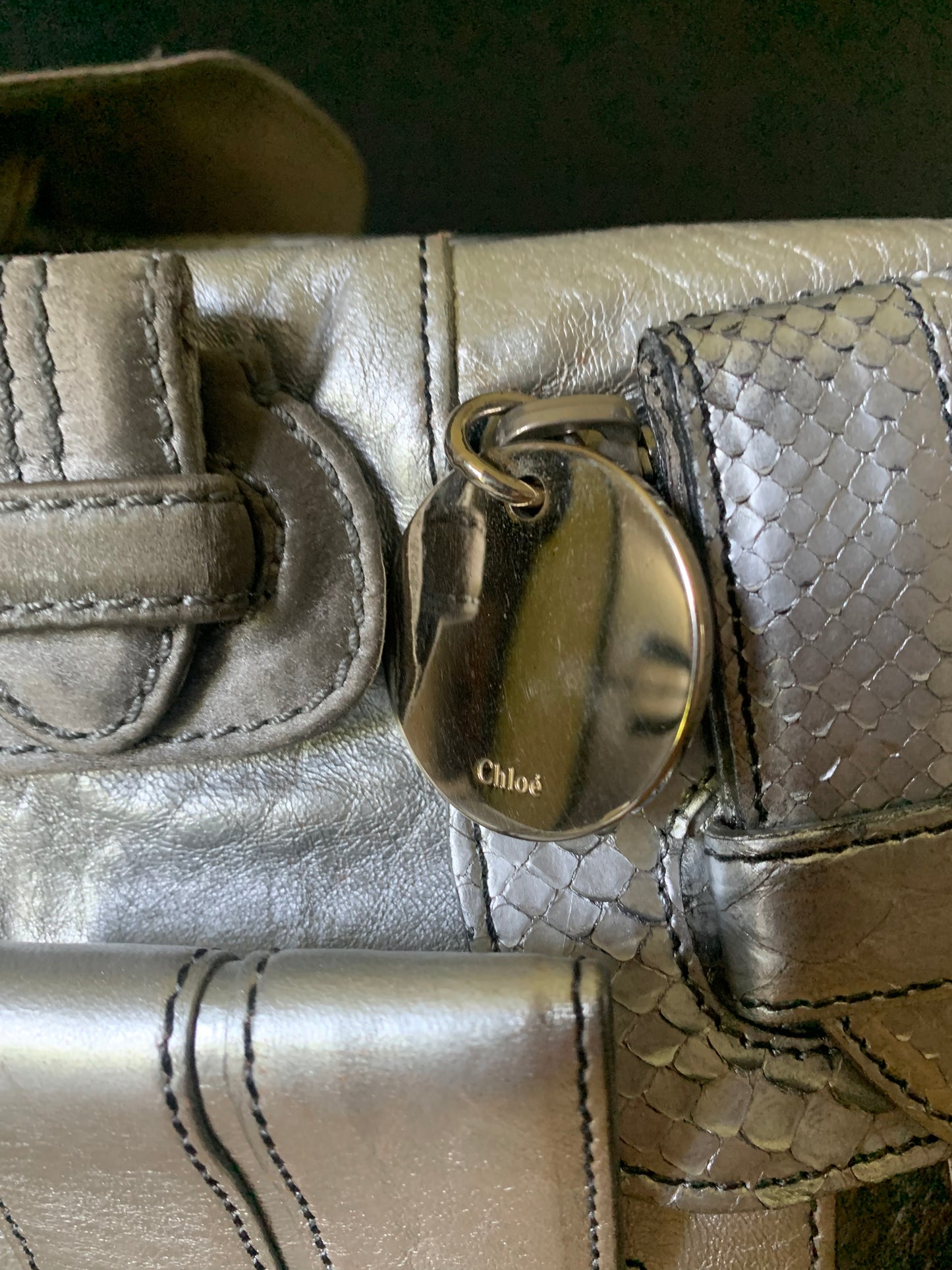 Sac Chloe Saskia cuir argent