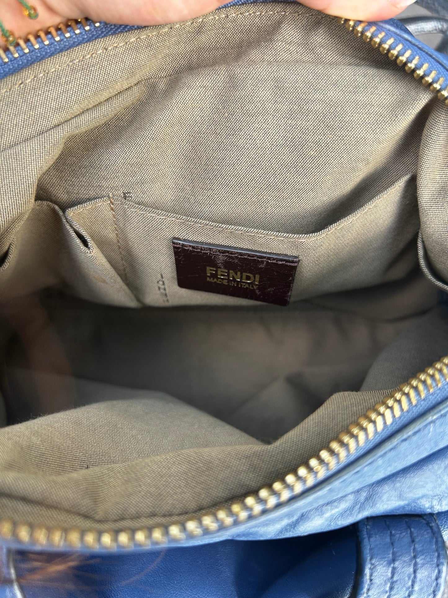 Fendi leather zip it bag - sac Zip It Fendi cuir bleu