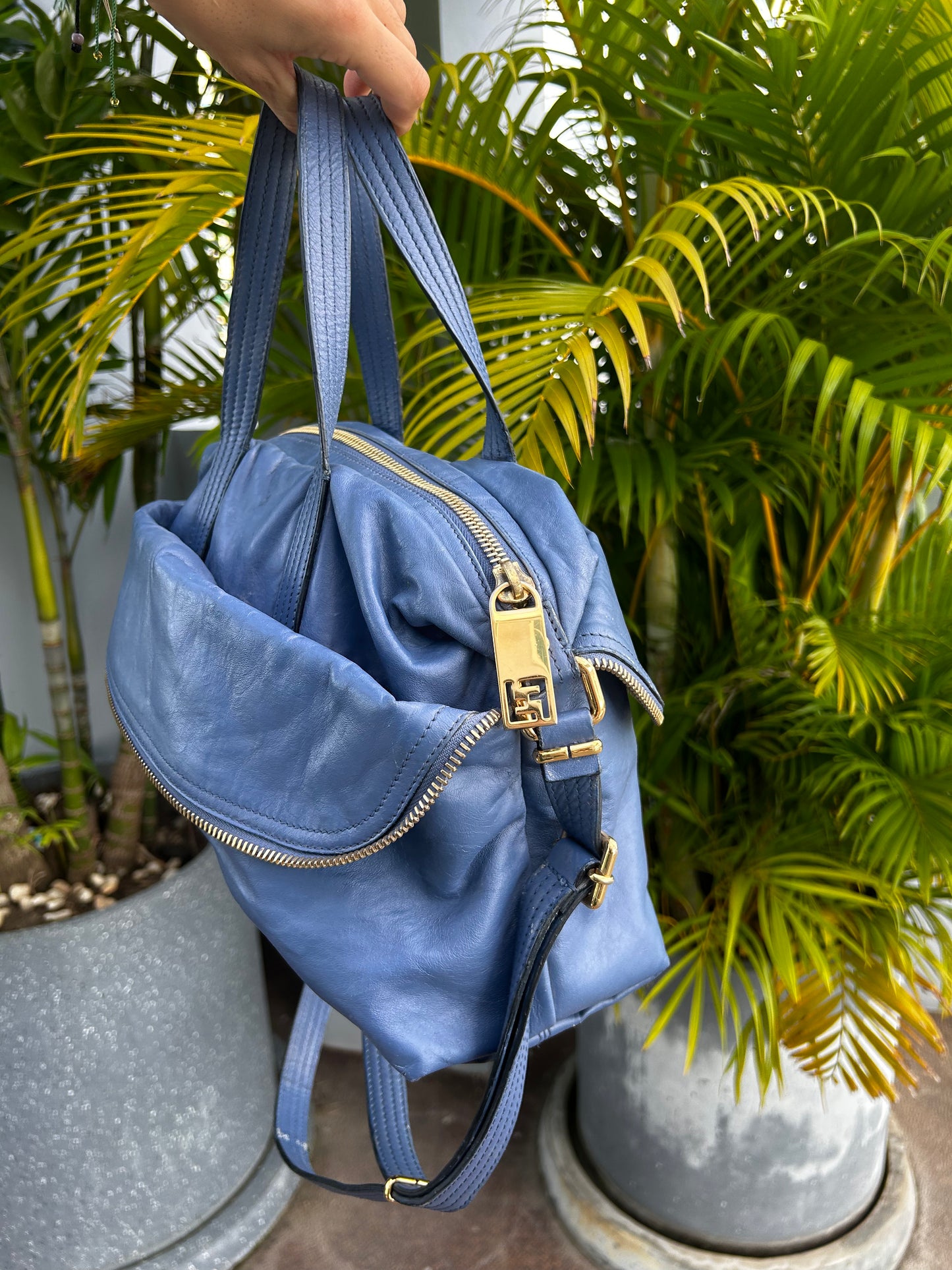 Fendi leather zip it bag - sac Zip It Fendi cuir bleu
