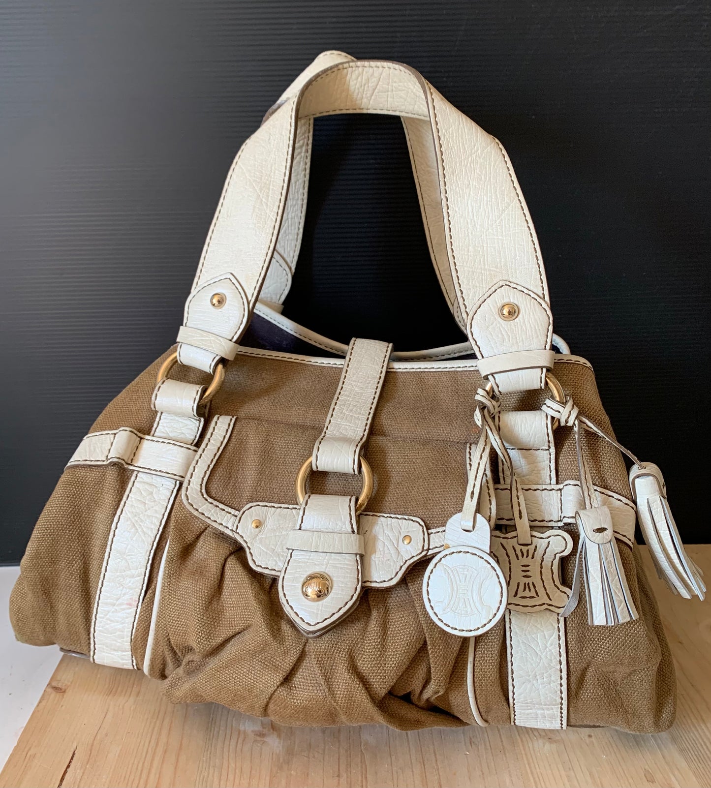 Sac toile et cuir Céline vintage
