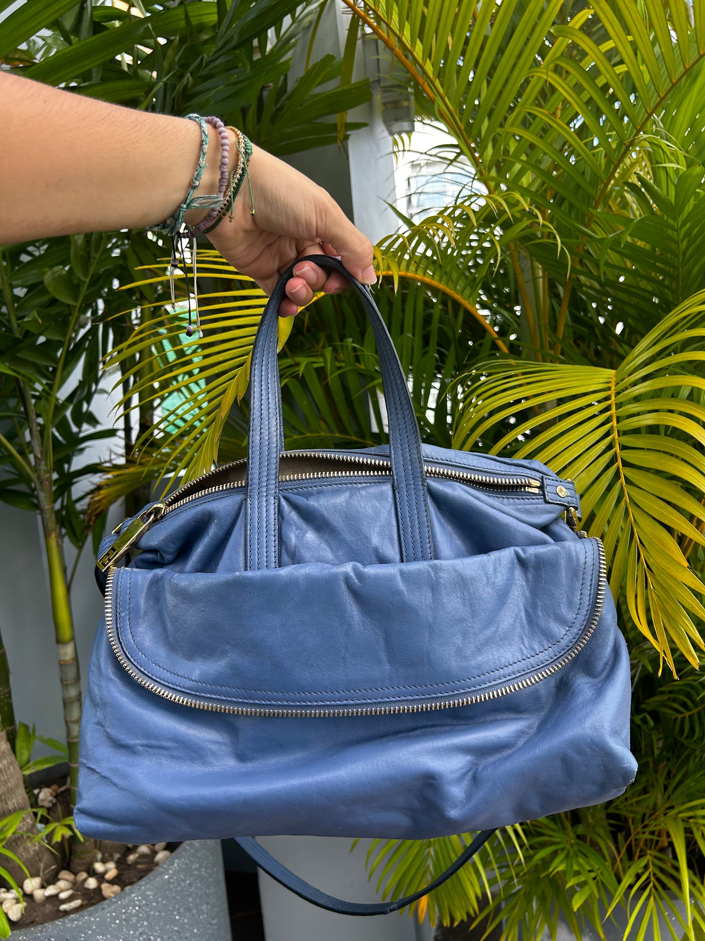 Fendi leather zip it bag - sac Zip It Fendi cuir bleu
