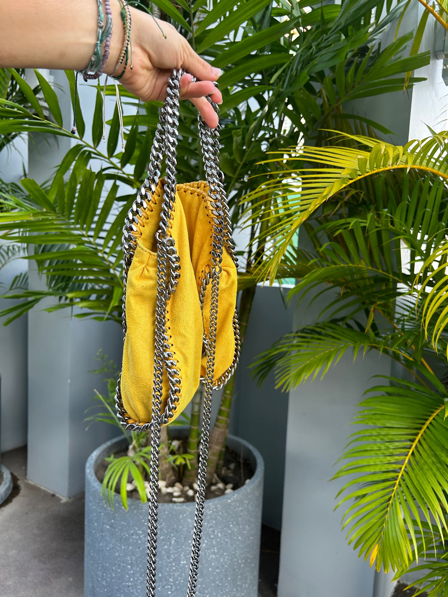 Stella McCartney Yellow small shaggy deer Falabella shoulder bag