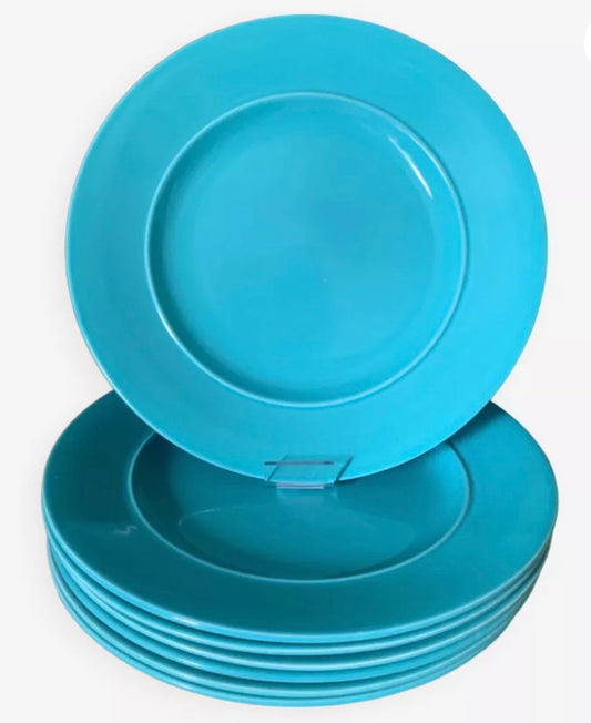 Assiette en faïence bleu turquoise