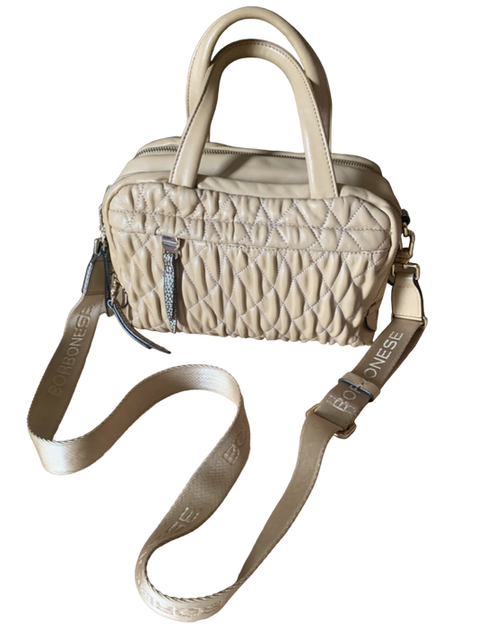 Sac à main cuir plissé beige Borbonese