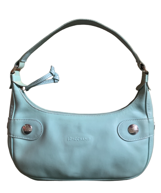 Sac cuir baguette bleu clair Longchamp