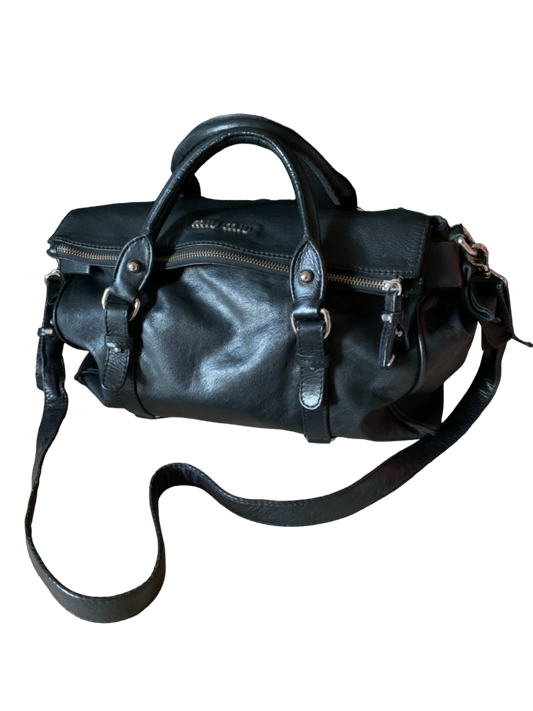 Sac Vitello cuir noir Miu Miu