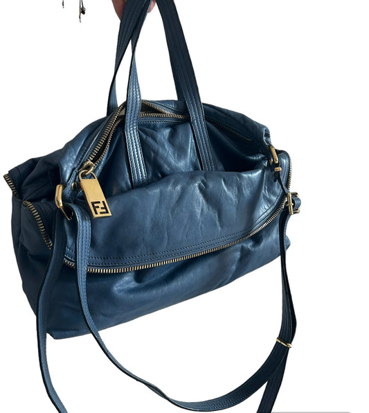 Fendi leather zip it bag - sac Zip It Fendi cuir bleu