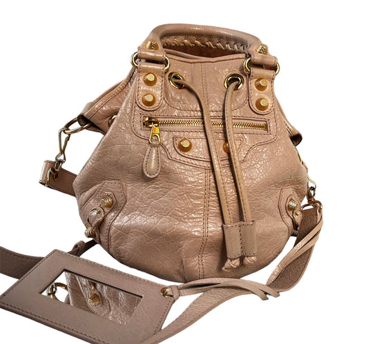 Balenciaga Agneau Giant 12 Gold Hardware mini pompon Rose Aubepine